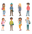 international students with books phones vector image vector image