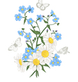vintage card with a bouquet of colorful flowers vector image