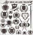 set - shields and laurel wreaths 3 vector image vector image