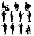 silhouettes street musicians playing instruments vector image