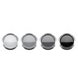 round buttons gray glass 3d icons with metal vector image