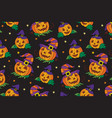seamless pattern of halloween with cute pumpkins vector image