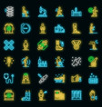 sports doctor icons set neon vector image vector image