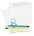 a paper with drawing of boy sitting vector image