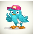 funny blue cartoon bird with letter vector image