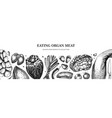organ meat banner liver heart kindle tongue offal vector image