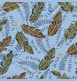 tropical leaves blue background seamless vector image