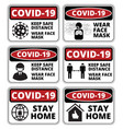 covid19-19 danger signs set vector image vector image