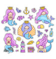 mermaids with long purple hair vector image