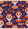 seamless pattern with skeleton of a mexican woman vector image vector image
