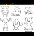 cartoon animal characters set coloring book page vector image