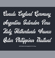 countries logo set with script font vector image vector image