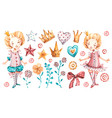 cute princess baby girl watercolor nursery vector image vector image