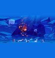 diver girl in ocean with plastic garbage on bottom vector image vector image