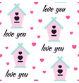 seamless pattern of cute birdhouse vector image vector image