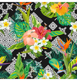 tropical flowers and leaves background vector image
