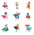 children pretending to have super powers dressed vector image