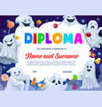 kids diploma funny halloween ghosts and sweets vector image vector image