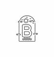 line art beach with b initial name vector image