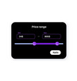price range filter vector image vector image