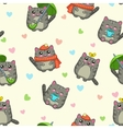 seamless pattern with cute cartoon grey cats vector image vector image
