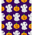 pattern with cartoon pumpkins and ghosts vector image vector image