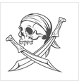pirate skull in headband with cross swords vector image