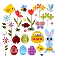 set of flat colored icon for easter vector image