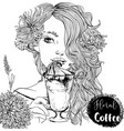 beautiful girl with coffee cup vector image