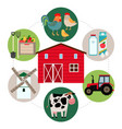 flat farming round concept vector image vector image