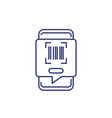 barcode scanning in a phone line icon vector image