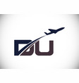 initial letter d and u with aviation logo design vector image vector image