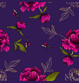 purple seamless pattern with peony flowers vector image