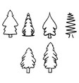 set hand drawn christmas trees collection vector image