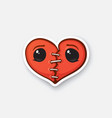 sticker broken heart with eyes vector image