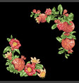 corner frame decorative element with pomegranate vector image