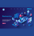 partnership concept isometric landing page vector image