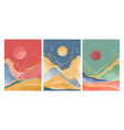 set of mountain landscape with watercolor brush vector image