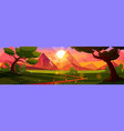 cartoon nature landscape sunset background vector image