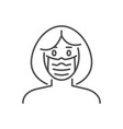 woman wit medical mask thin line icon vector image