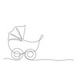 baby stroller one line drawing isolated on white vector image vector image