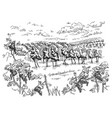 rural landscape with villa vineyard fields vector image