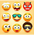 smileyemoticons set yellow face with emotions vector image