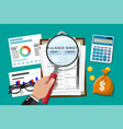 clipboard with balance sheet and pen vector image