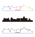 rome skyline linear style with rainbow vector image