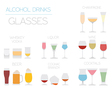 alcohol glasses flat icon set different vector image