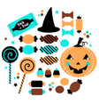 halloween cute sweet candy set isolated on white vector image vector image