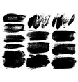 set of brush strokes black ink grunge vector image