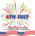 fourth of july with firework background vector image