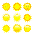 set of smiling sun vector image